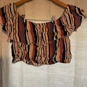 Indero size Medium two piece set. Ruched design with stripped colors.